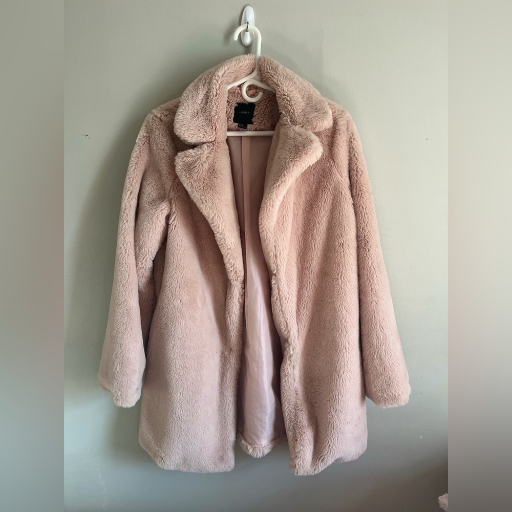 F21 fur coat pale pink